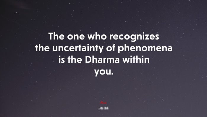 The one who recognizes the uncertainty of phenomena is the Dharma within you. | Ajahn Chah quote
