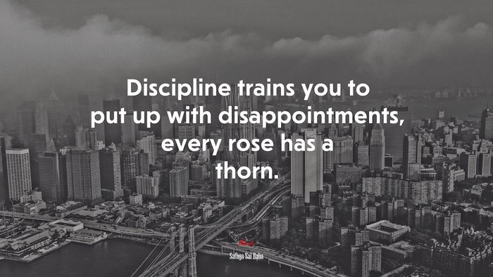 Discipline trains you to put up with disappointments, every rose has a thorn. | Sathya Sai Baba quote