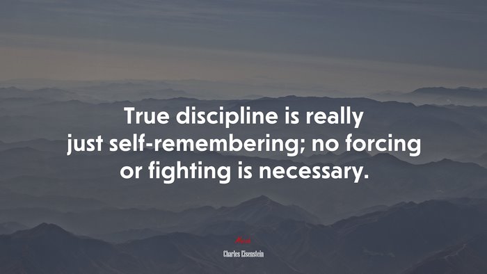 True discipline is really just self-remembering; no forcing or fighting is necessary. | Charles Eisenstein quote