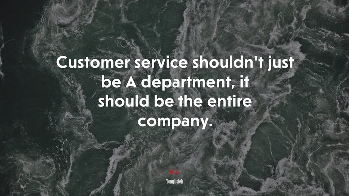 Customer service shouldn’t just be A department, it should be the entire company. | Tony Hsieh quote