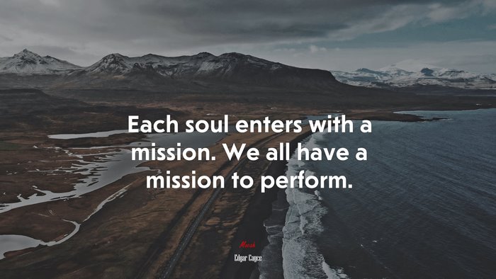 Each soul enters with a mission. We all have a mission to perform. | Edgar Cayce quote