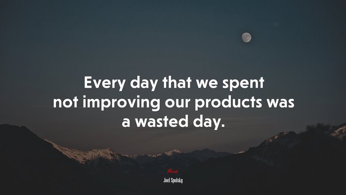 Every day that we spent not improving our products was a wasted day. | Joel Spolsky quote