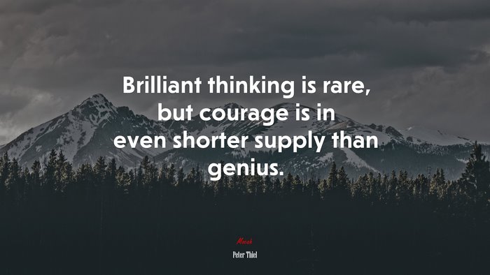 Brilliant thinking is rare, but courage is in even shorter supply than genius. | Peter Thiel quote