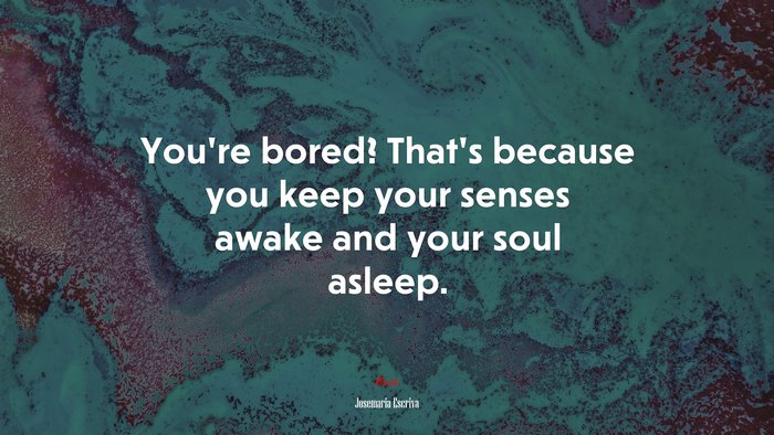You’re bored? That’s because you keep your senses awake and your soul asleep. | Josemaría Escrivá quote