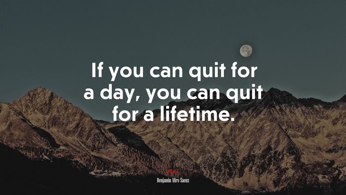 If you can quit for a day, you can quit for a lifetime. | Benjamin Alire Sáenz quote