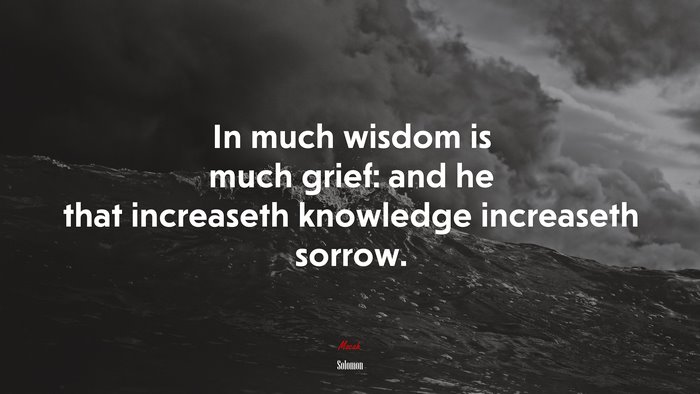 In much wisdom is much grief: and he that increaseth knowledge increaseth sorrow. | Solomon quote