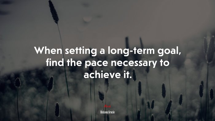 When setting a long-term goal, find the pace necessary to achieve it. | Rickson Gracie quote