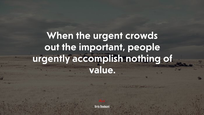 When the urgent crowds out the important, people urgently accomplish nothing of value. | Orrin Woodward quote