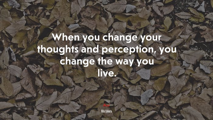 When you change your thoughts and perception, you change the way you live. | Rita Zahara quote