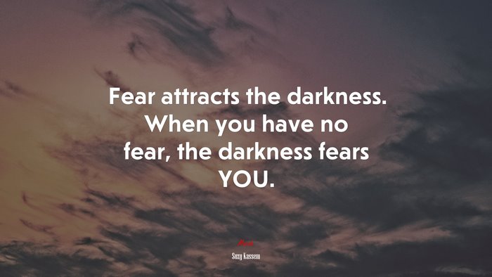 Fear attracts the darkness. When you have no fear, the darkness fears YOU. | Suzy Kassem quote