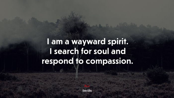 I am a wayward spirit. I search for soul and respond to compassion. | Glenn Killey quote