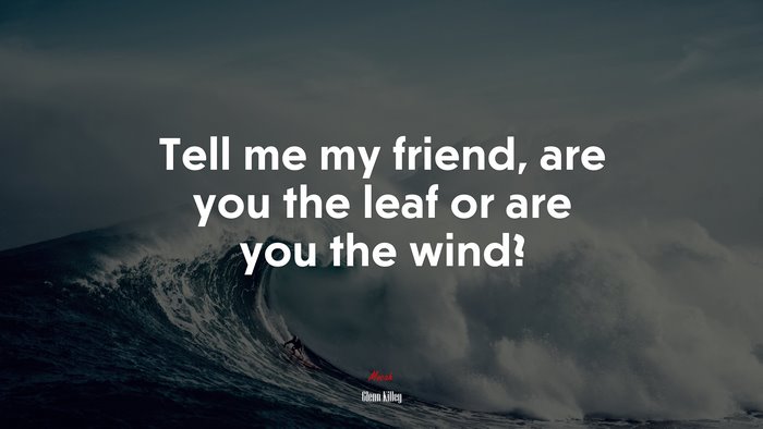 Tell me my friend, are you the leaf or are you the wind? | Glenn Killey quote
