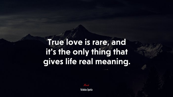 True love is rare, and it’s the only thing that gives life real meaning. | Nicholas Sparks quote