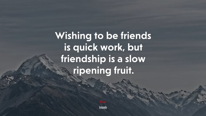 Wishing to be friends is quick work, but friendship is a slow ripening fruit. | Aristotle quote