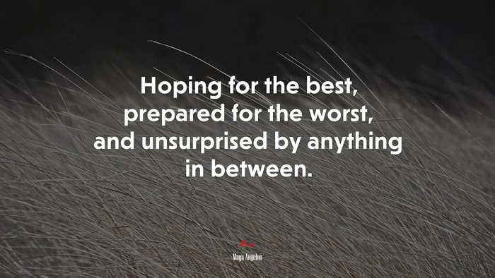 Hoping for the best, prepared for the worst, and unsurprised by anything in between. | Maya Angelou quote