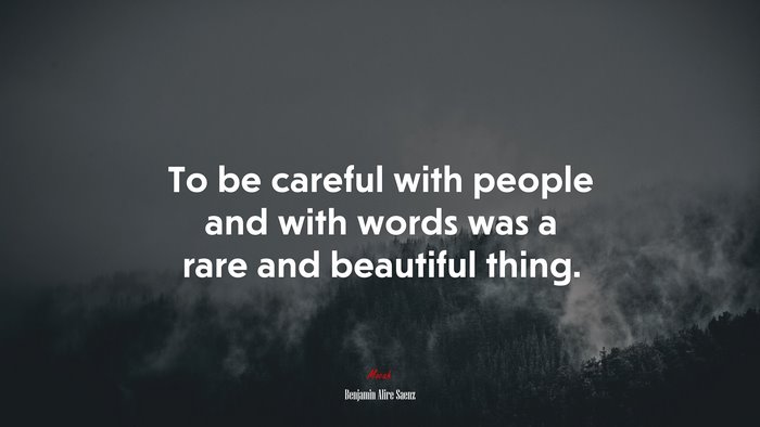 To be careful with people and with words was a rare and beautiful thing. | Benjamin Alire Sáenz quote