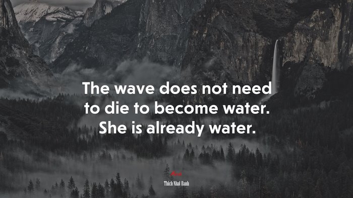 The wave does not need to die to become water. She is already water. | Thich Nhat Hanh quote