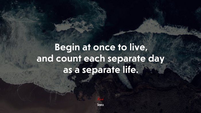 Begin at once to live, and count each separate day as a separate life. | Seneca quote