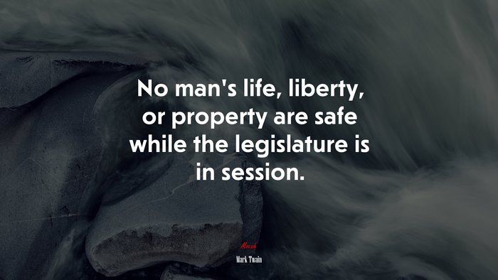 No man’s life, liberty, or property are safe while the legislature is in session. | Mark Twain quote