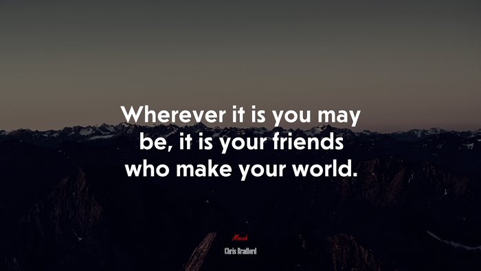 Wherever it is you may be, it is your friends who make your world. | Chris Bradford quote
