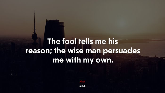 The fool tells me his reason; the wise man persuades me with my own. | Aristotle quote