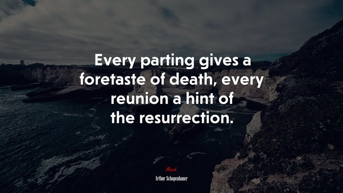 Every parting gives a foretaste of death, every reunion a hint of the resurrection. | Arthur Schopenhauer quote