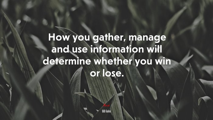 How you gather, manage and use information will determine whether you win or lose. | Bill Gates quote