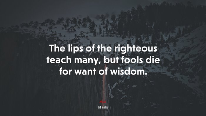 The lips of the righteous teach many, but fools die for want of wisdom. | Bob Marley quote