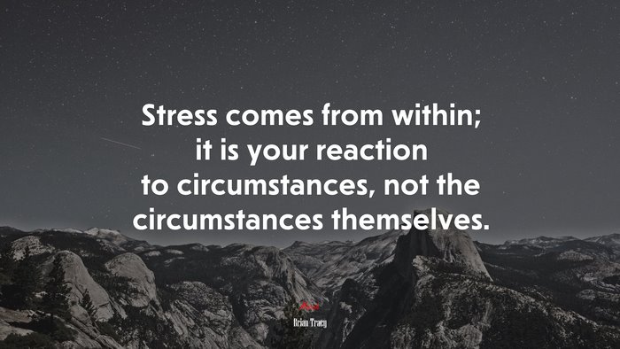 Stress comes from within; it is your reaction to circumstances, not the circumstances themselves. | Brian Tracy quote