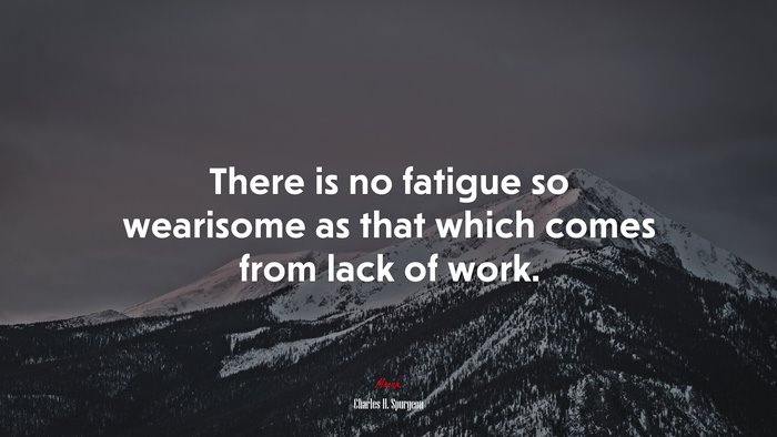 There is no fatigue so wearisome as that which comes from lack of work. | Charles H. Spurgeon quote