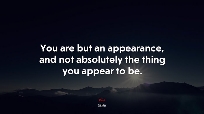 You are but an appearance, and not absolutely the thing you appear to be. | Epictetus quote