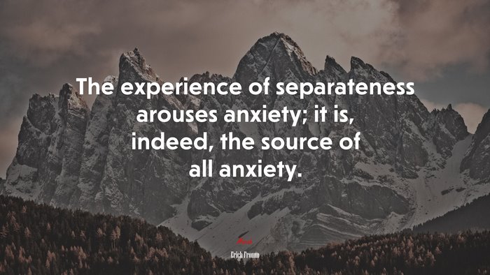 The experience of separateness arouses anxiety; it is, indeed, the source of all anxiety. | Erich Fromm quote