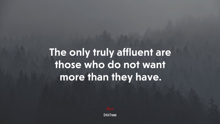 The only truly affluent are those who do not want more than they have. | Erich Fromm quote
