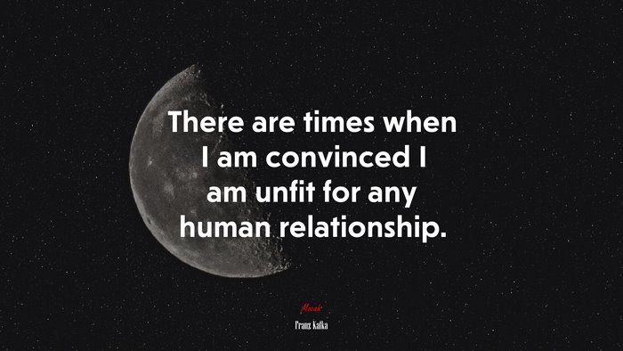 There are times when I am convinced I am unfit for any human relationship. | Franz Kafka quote