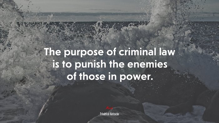 The purpose of criminal law is to punish the enemies of those in power. | Friedrich Nietzsche quote