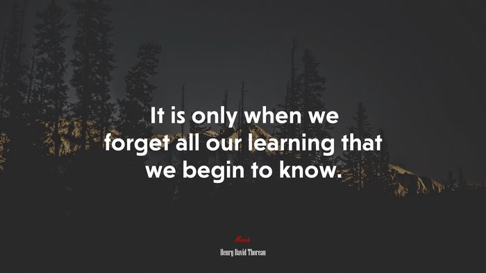 It is only when we forget all our learning that we begin to know. | Henry David Thoreau quote