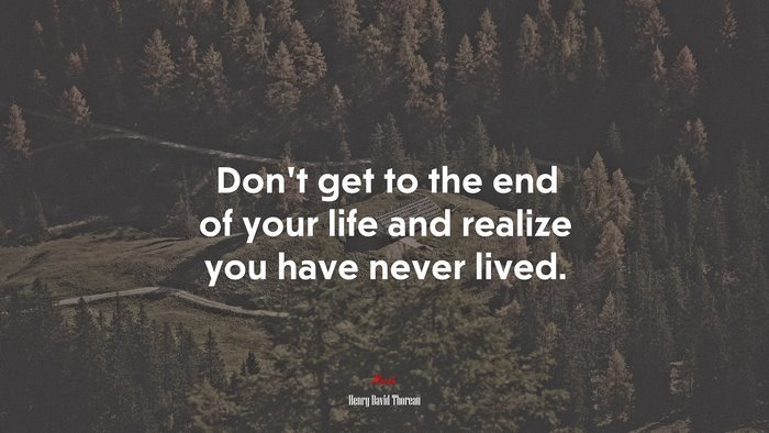 Don’t get to the end of your life and realize you have never lived. | Henry David Thoreau quote