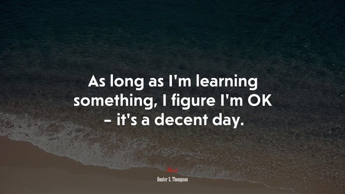 As long as I’m learning something, I figure I’m OK – it’s a decent day. | Hunter S. Thompson quote