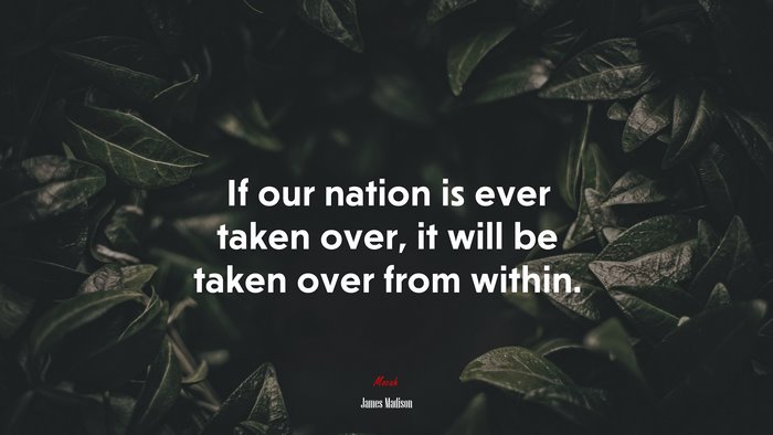 If our nation is ever taken over, it will be taken over from within. | James Madison quote