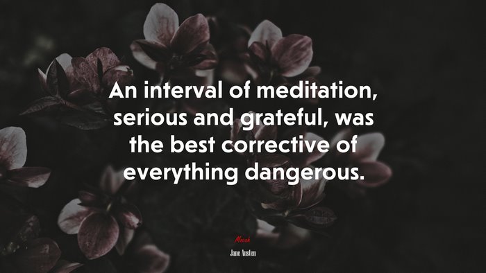 An interval of meditation, serious and grateful, was the best corrective of everything dangerous. | Jane Austen quote