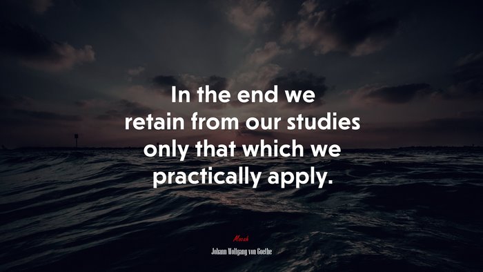 In the end we retain from our studies only that which we practically apply. | Johann Wolfgang von Goethe quote