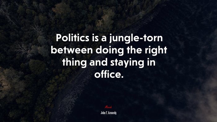Politics is a jungle-torn between doing the right thing and staying in office. | John F. Kennedy quote