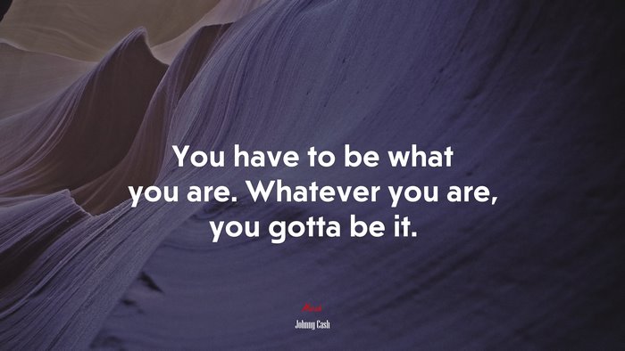 You have to be what you are. Whatever you are, you gotta be it. | Johnny Cash quote