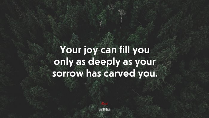 Your joy can fill you only as deeply as your sorrow has carved you. | Khalil Gibran quote