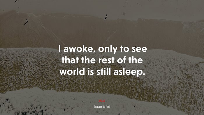 I awoke, only to see that the rest of the world is still asleep. | Leonardo da Vinci quote