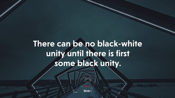 There can be no black-white unity until there is first some black unity. | Malcolm X quote
