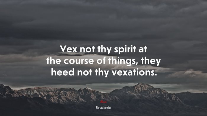 Vex not thy spirit at the course of things, they heed not thy vexations. | Marcus Aurelius quote