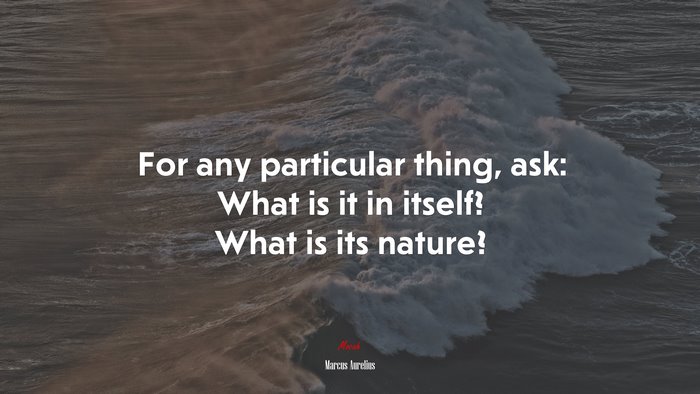 For any particular thing, ask: What is it in itself? What is its nature? | Marcus Aurelius quote