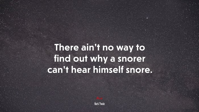 There ain’t no way to find out why a snorer can’t hear himself snore. | Mark Twain quote