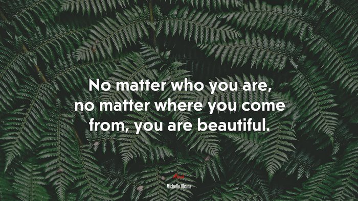 No matter who you are, no matter where you come from, you are beautiful. | Michelle Obama quote